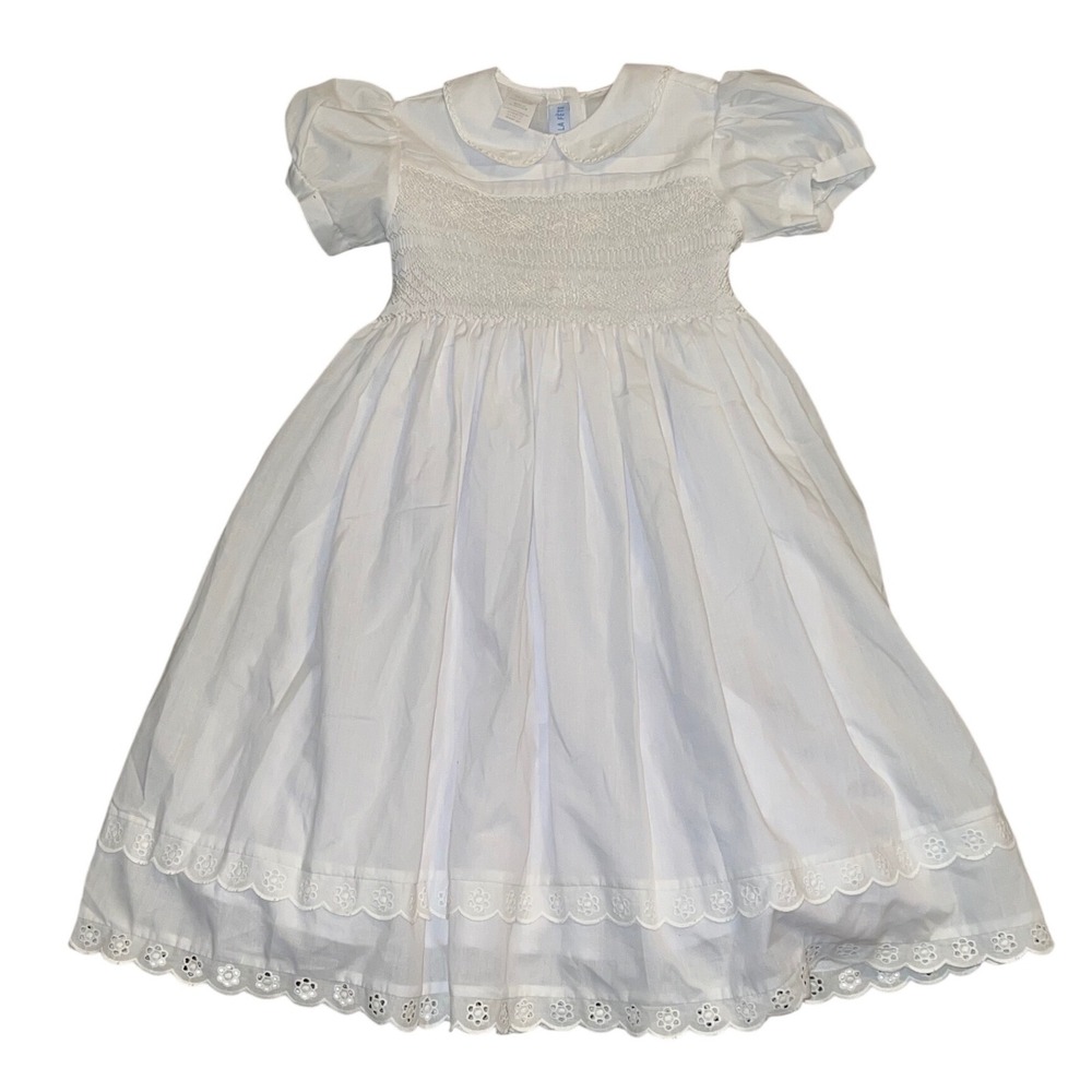 Vive La Fête Hand-Smocked White Heirloom Dress Size 4